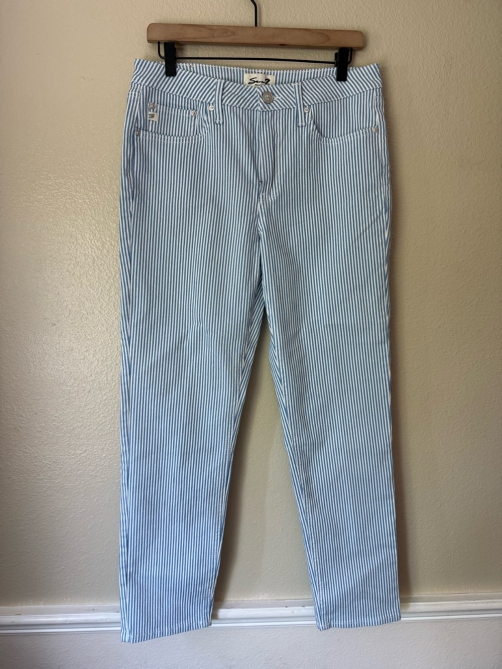 Seven7 Blue and White Pinstripe Pants